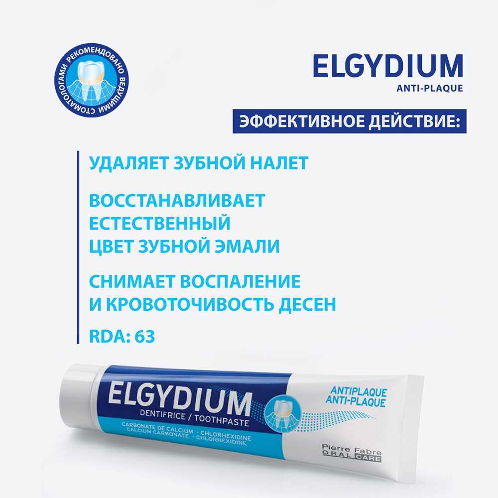 Зубная паста Эльгидиум Против зубного налета, хлоргексидин 0,004% 75 мл